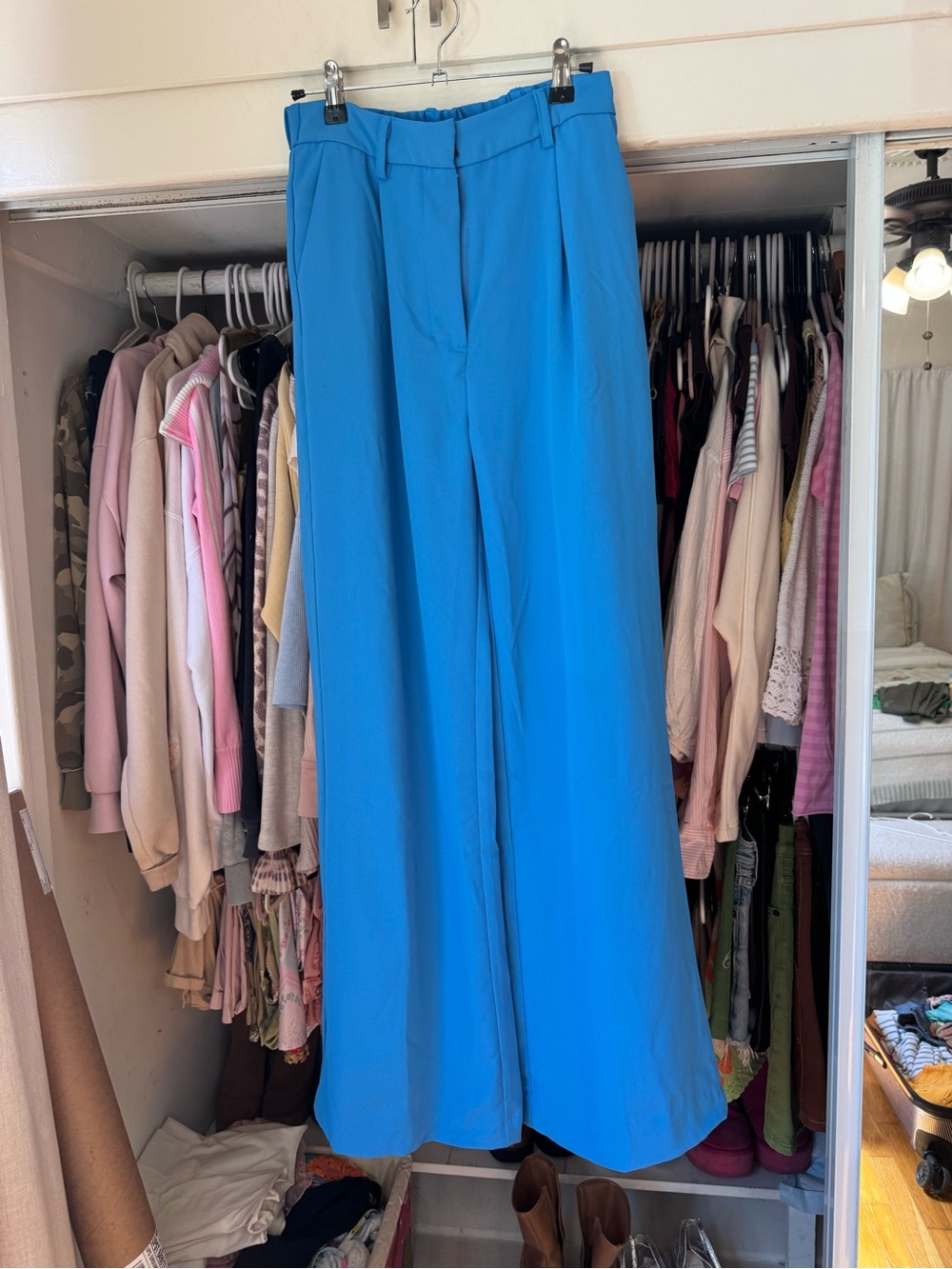 Umgee Bright Blue Wide-Leg High-Waist Trousers